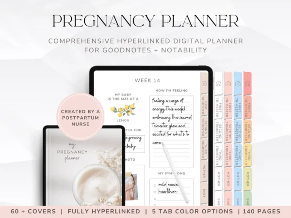Digital Pregnancy Planner & Newborn Tracker for First Time Moms
